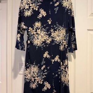 Robbie Bee Navy Floral Long Sleeve Dress